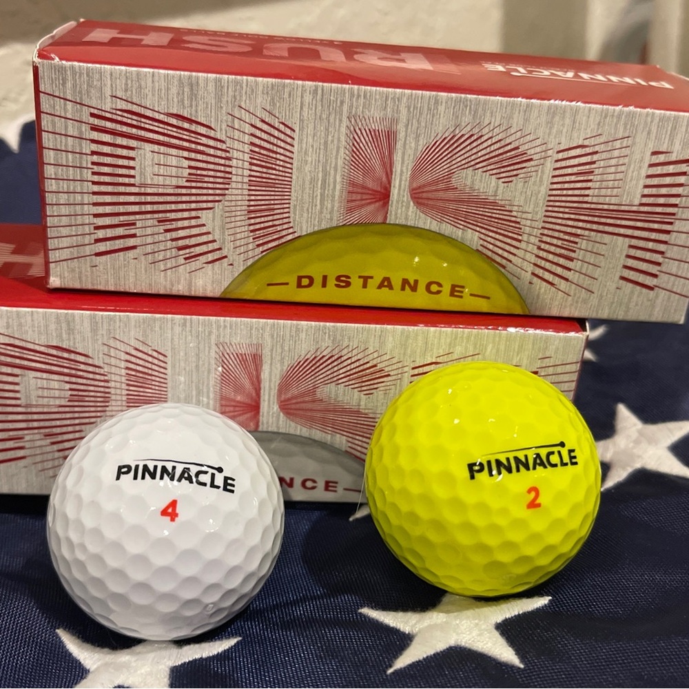 Pinnacle Rush Distance Golf Balls TWO 3 Packs 1 YELLOW & 1 White 6 Balls Total